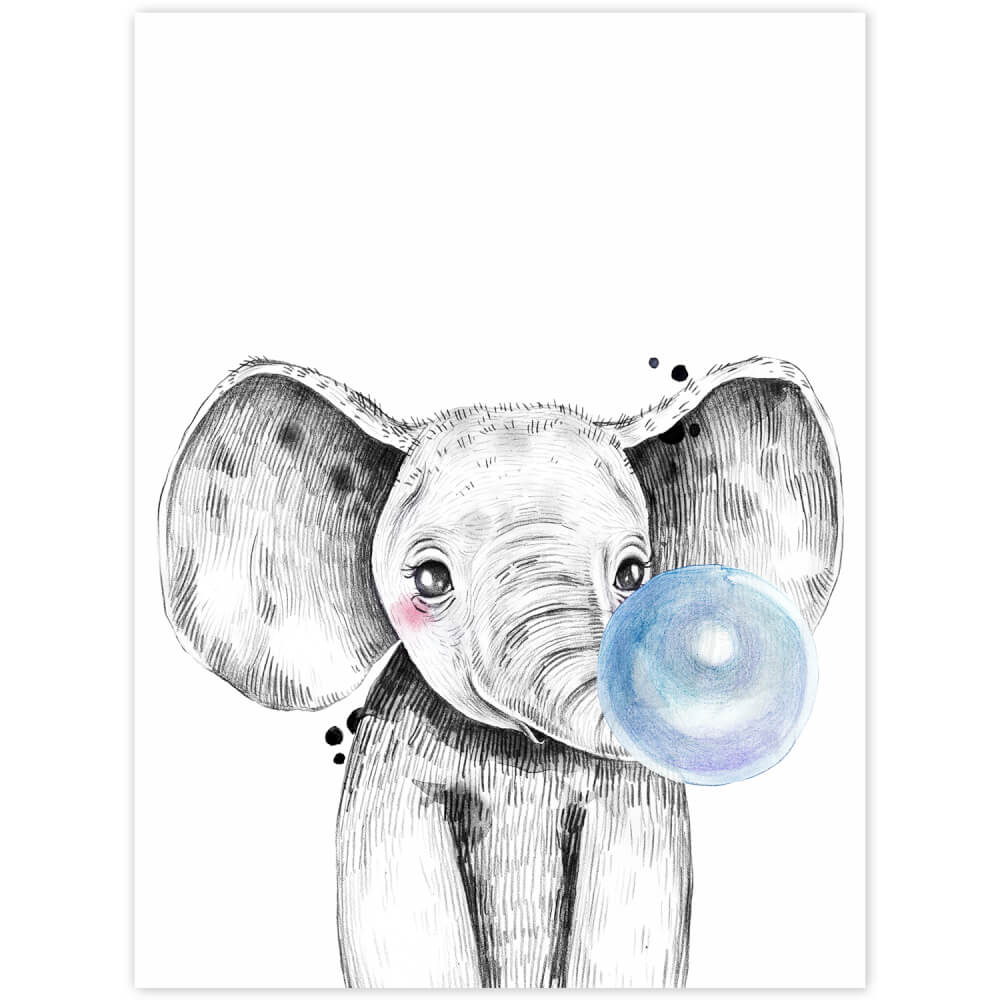 Babyzimmer Wandbild Elefant mit Blase