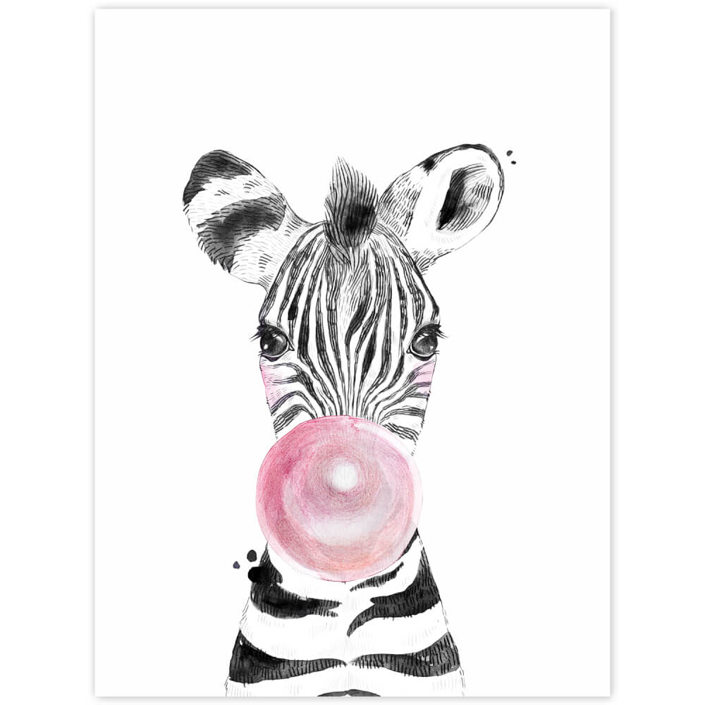 Bild für Kinder Zebra mit rosa Blase