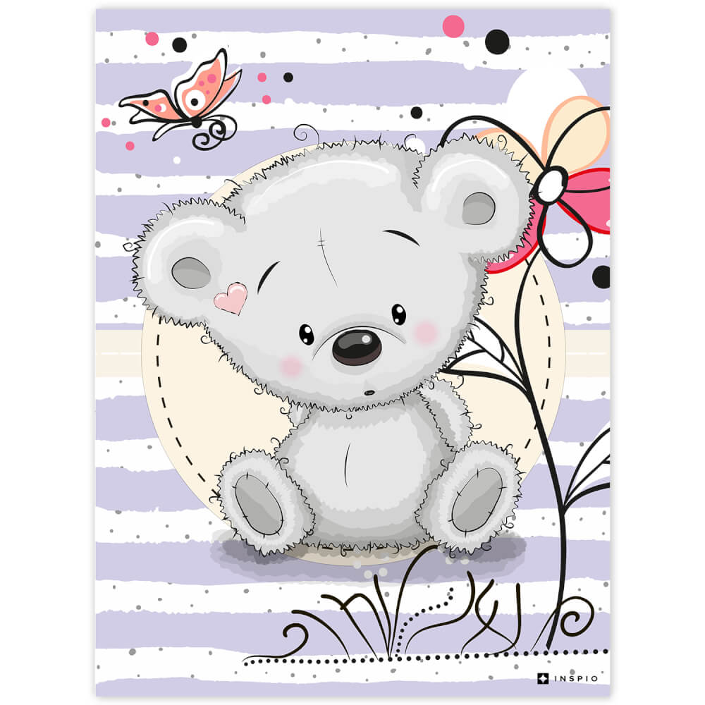 Tafel mit kindermotiv grauer Teddybär