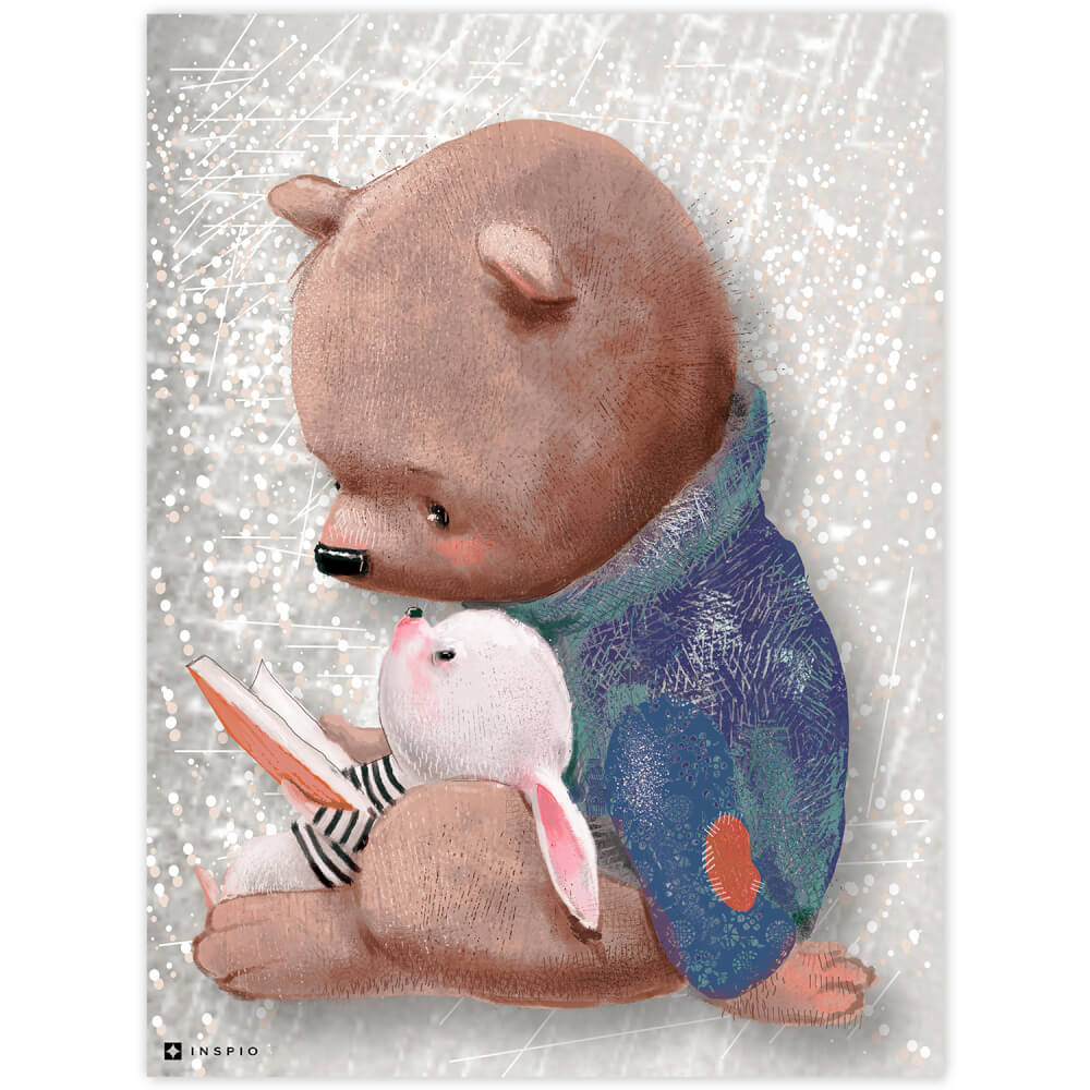 Wandschild für Kinderzimmer Teddybär mit Hase