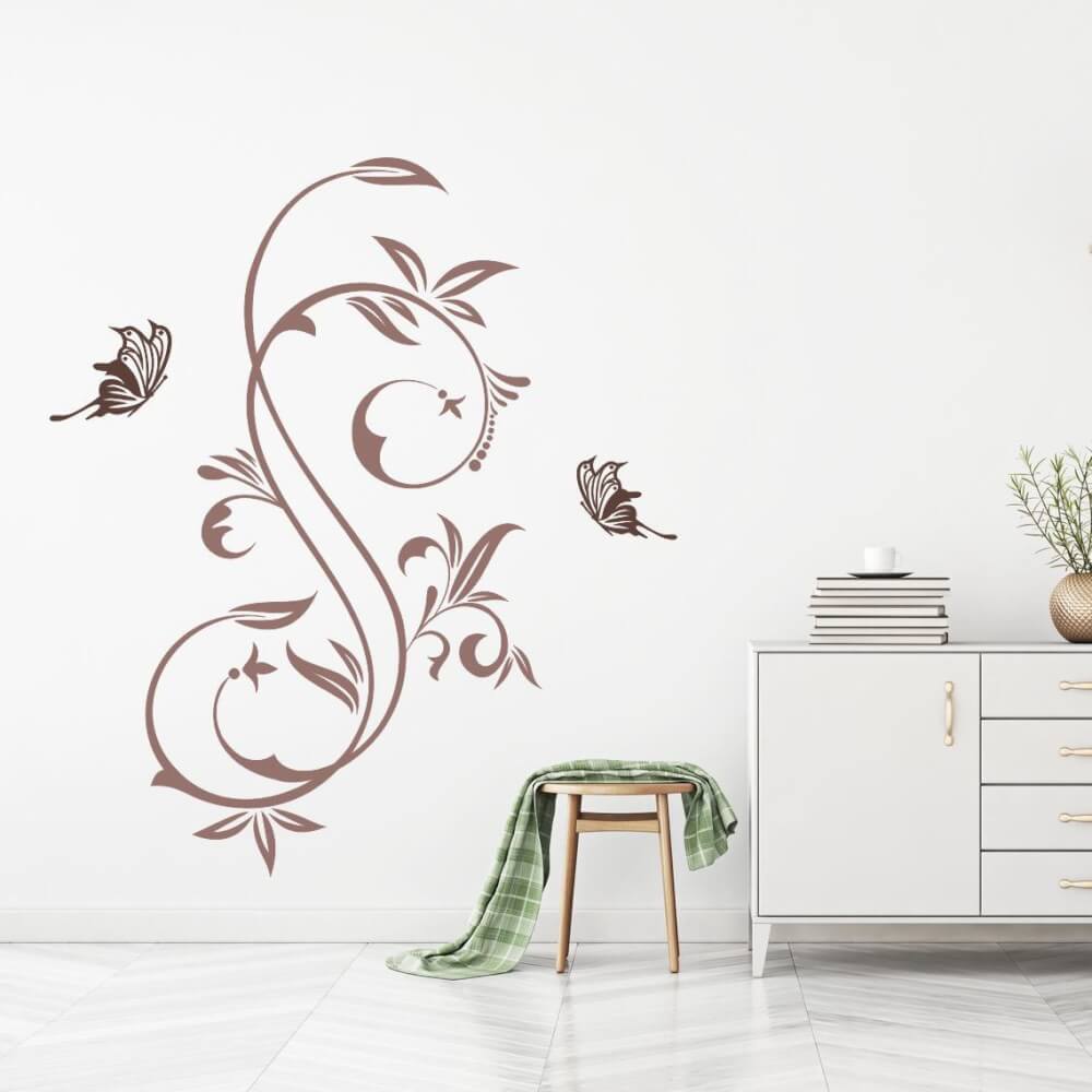 Malschablone für die Wand Blume mit Schmetterling