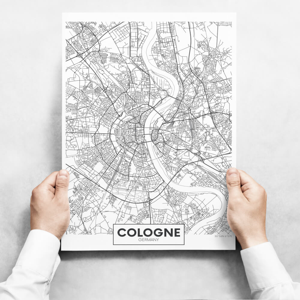 Dekorative Tafel mit Stadtplan von Köln