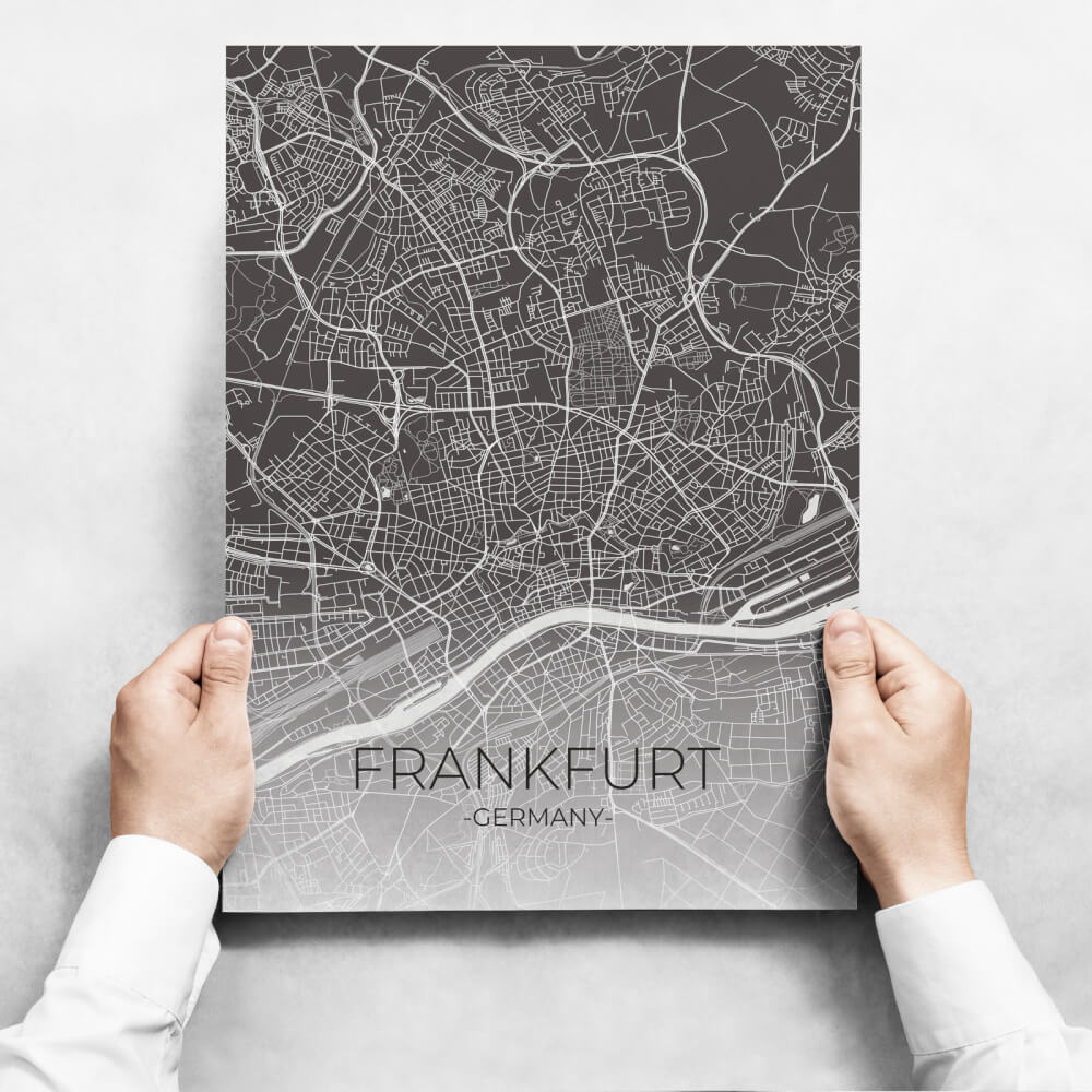Dekorative Tafel mit Stadtplan von Frankfurt