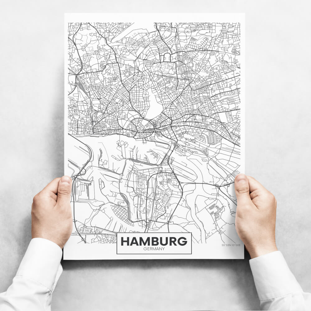 Dekorative Tafel mit Stadtplan von Hamburg