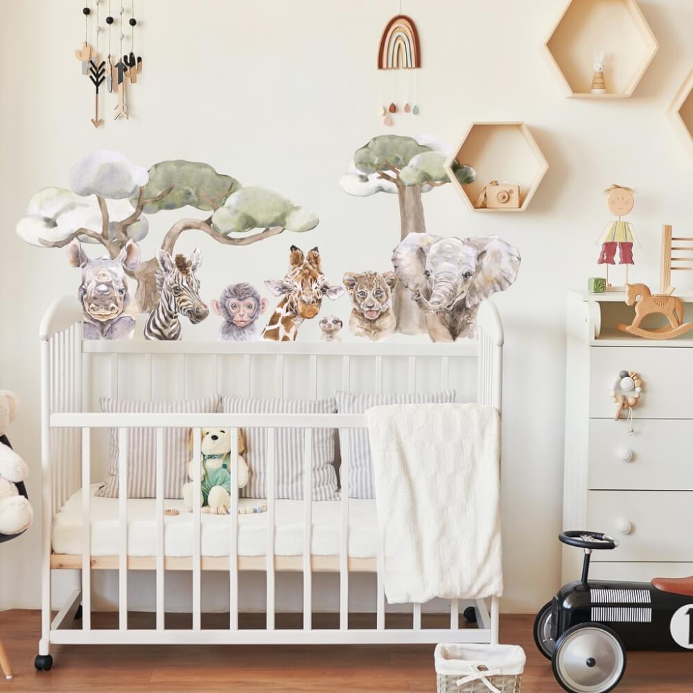 Sticker über dem Kinderbett - Kleine Safaritiere
