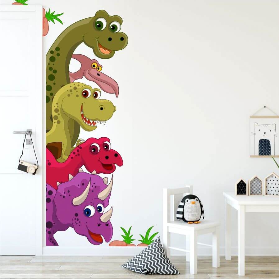 Dinosaurier-Sticker um die Tür herum
