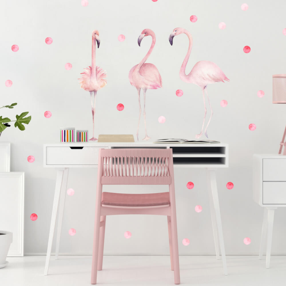 Flamingo-Wandtattoo für das Kinderzimmer in der Farbkombination Rosa-Creme  | INSPIO