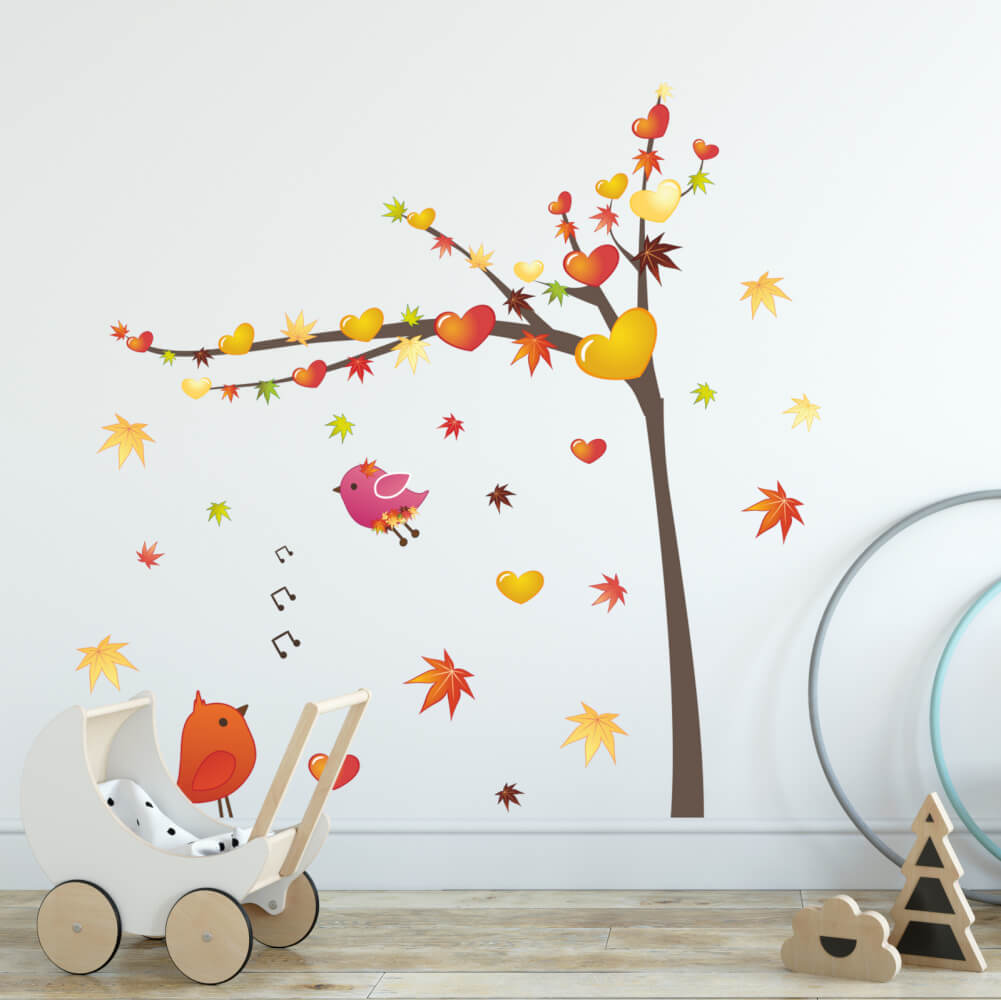 Wandtattoo - Herbstbaum mit Vögeln