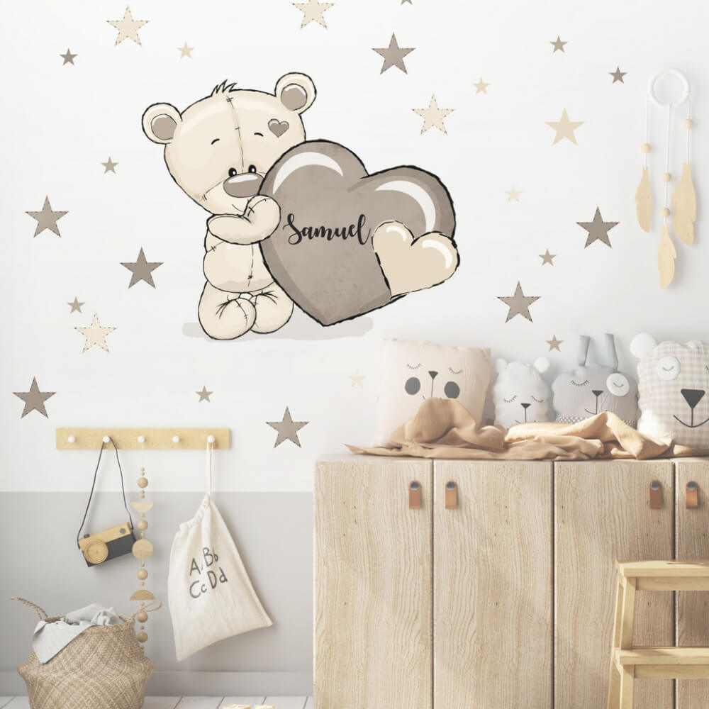 Wandtattoos für Kinder - Teddybär mit Namen